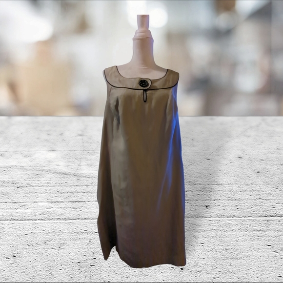 Vintage CAROLE LITTLE beige linen dress size 20 - Picture 5 of 12